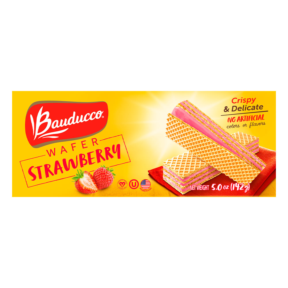Bauducco Foods Strawberry Wafers, 5. oz, Case Of 18 Packages MPN:0002