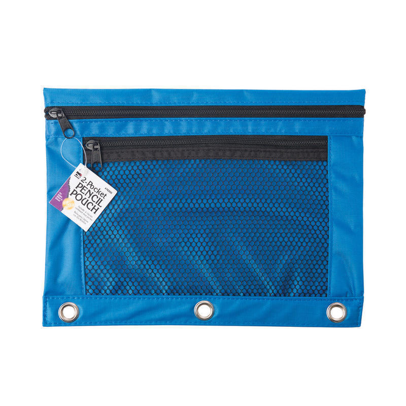 Charles Leonard Nylon 2-Pocket Pencil Pouches, 7 1/2in x 9 3/4in, Assorted Colors, Pack Of 12 MPN:CHL76350STBN