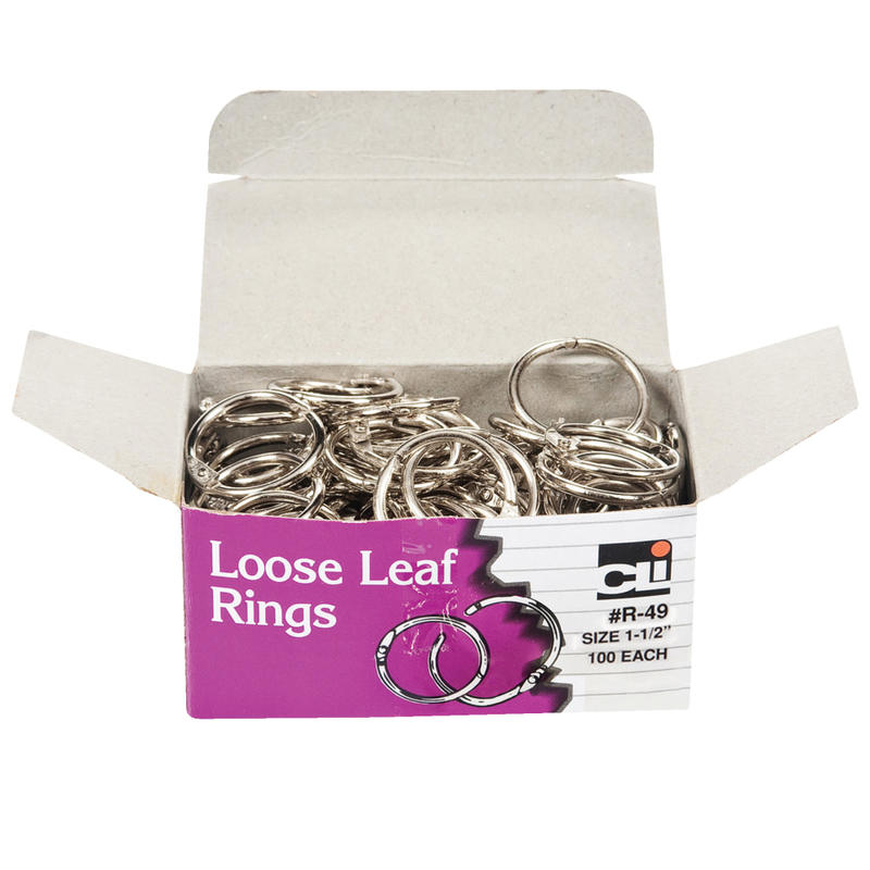 Charles Leonard Loose Leaf Book Rings, 1 1/2in, 280 Sheets, 100 Rings Per Box, Pack Of 2 Boxes MPN:CHLR49BN