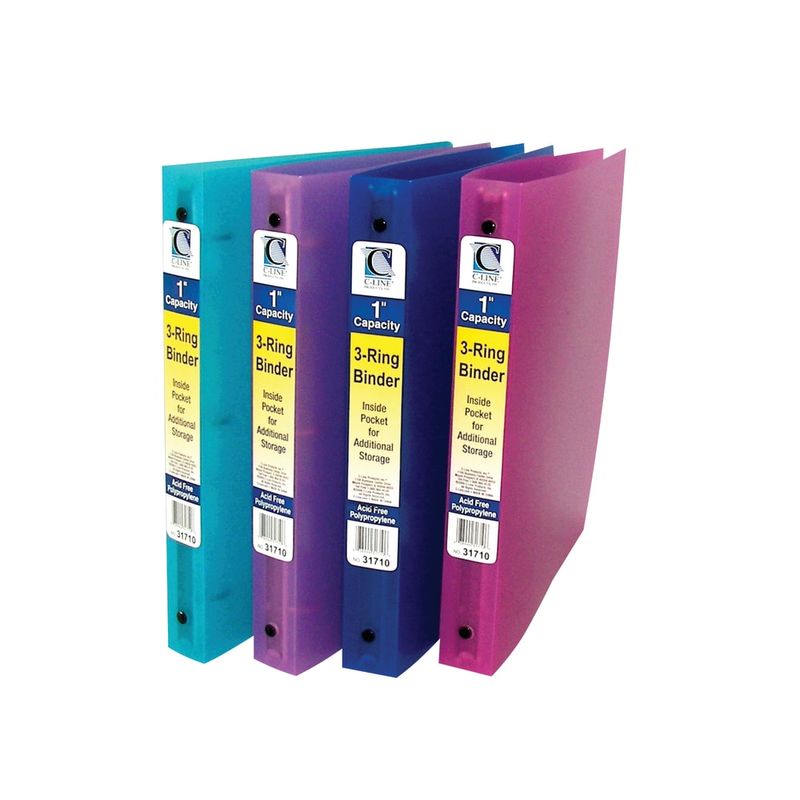 C-Line 3-Ring Binder, 1in Round Rings, Assorted Colors, Pack Of 6 MPN:CLI31710BN