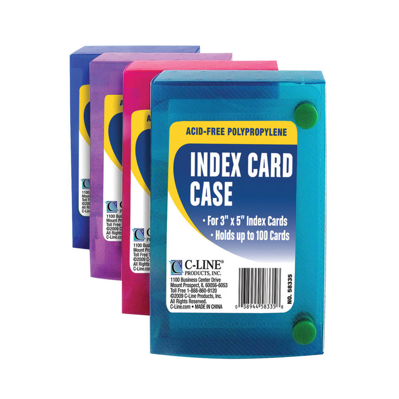 C-Line Index Card Cases, 100-Card Capacity, 3in x 5in, Assorted Colors, Pack Of 24 MPN:CLI58335BN