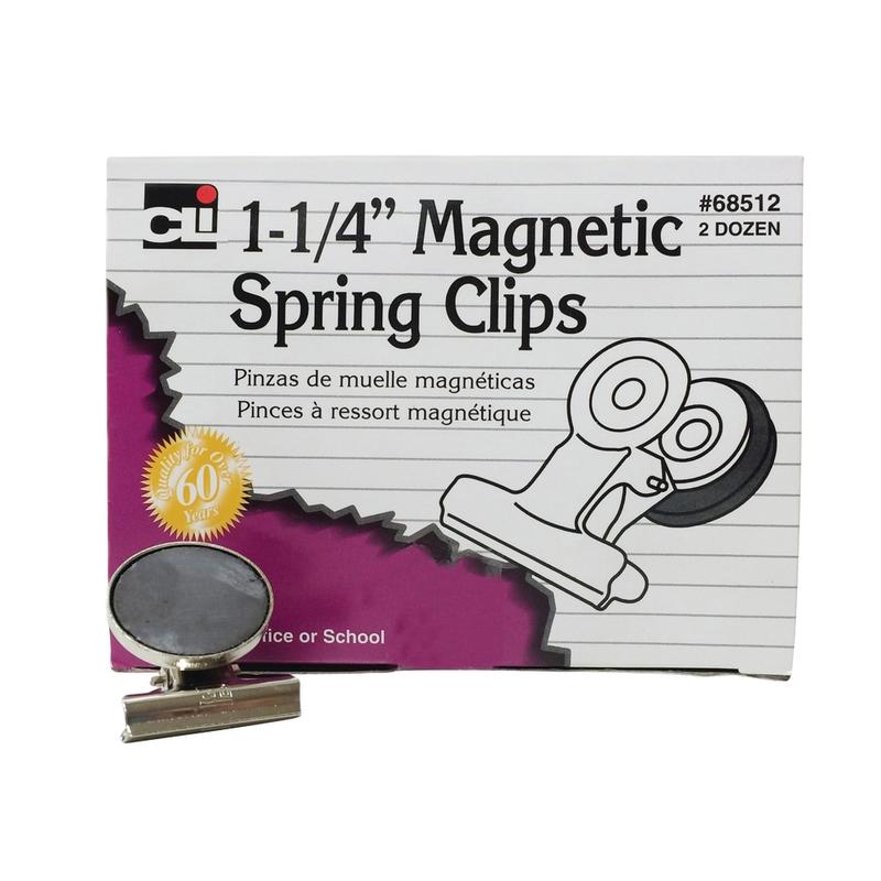 Charles Leonard Magnet Spring Clips, 1 1/4in, Silver, 24 Clips Per Box, Pack Of 2 Boxes MPN:CHL68512BN
