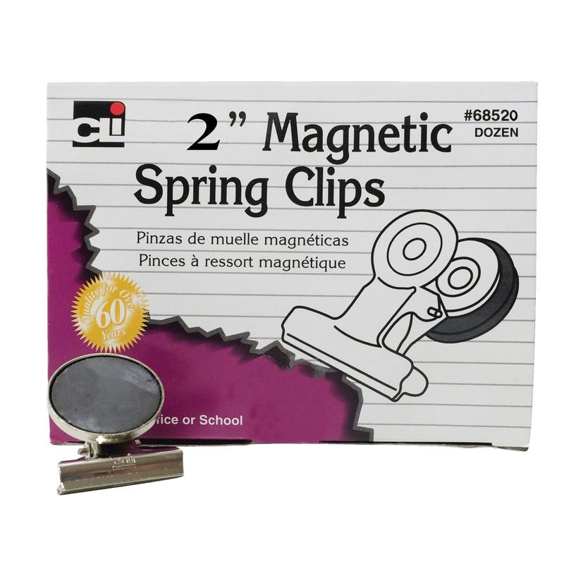 Charles Leonard Magnet Spring Clips, 2in, Silver, 12 Clips Per Box, Pack Of 3 Boxes MPN:CHL68520BN