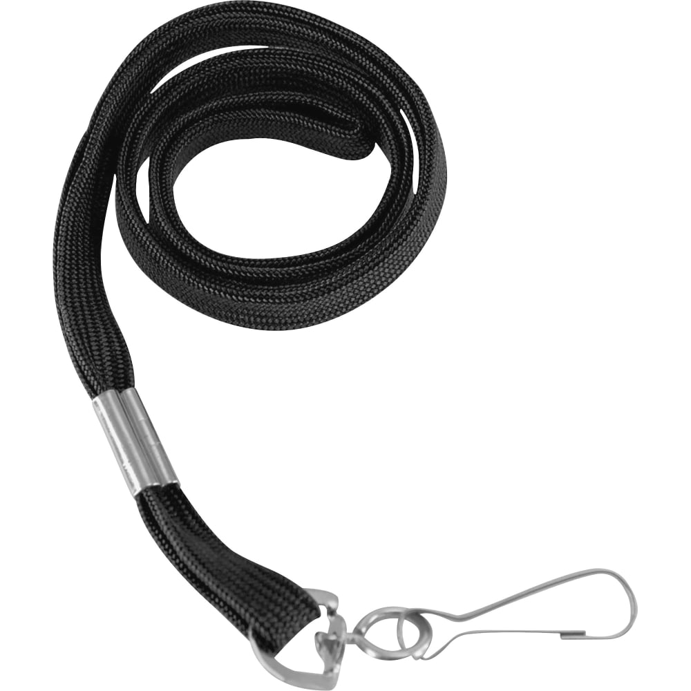 SICURIX Shoelace Lanyard, Flat Hook, Black, Box of 100 (Min Order Qty 2) MPN:65619