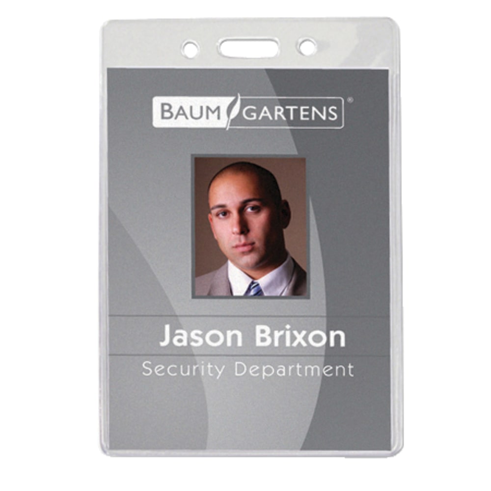 Baumgartens ID Badge Holder, 4in x 3 5/8in, Clear, Pack Of 50 (Min Order Qty 2) MPN:67880