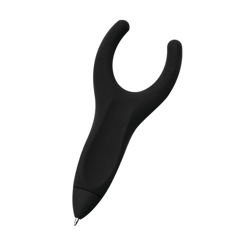 PenAgain Ergo-Sof Retractable Ballpoint Pens, Medium Point, 0.1 mm, Black Ink, Black Barrel, Pack Of 6 MPN:BAUM00022BN