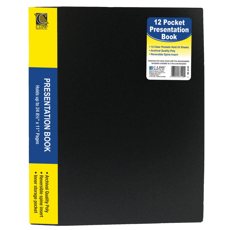 C-Line Bound Sheet Protector Presentation Book, 12 Pockets, 8 1/2in x 11in, Black, Pack Of 6 MPN:CLI33120BN
