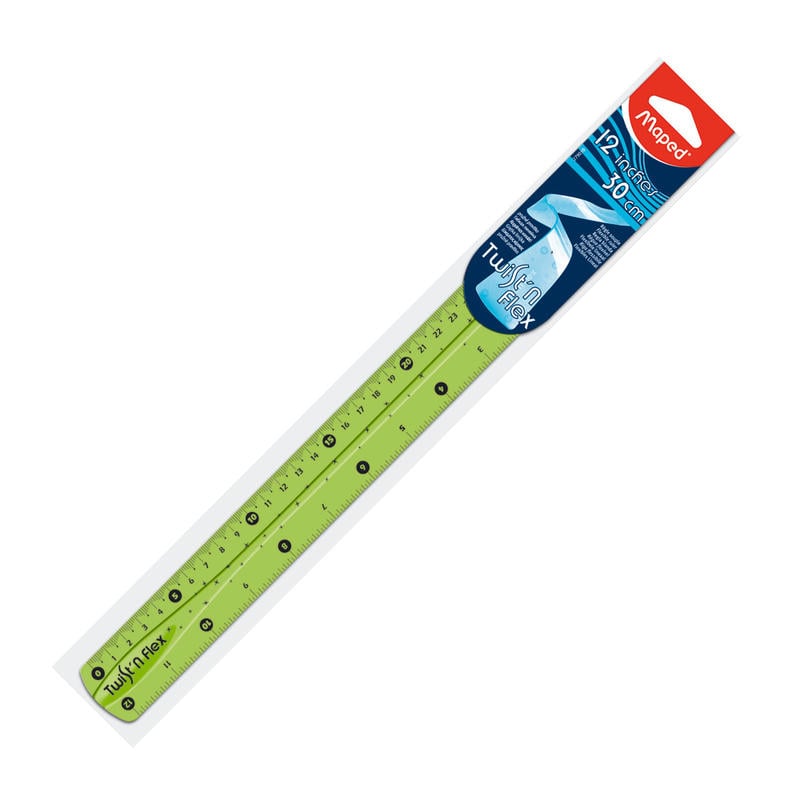 Maped USA Twist N Flex Plastic Rulers, 12in, Assorted Colors, Pack Of 20 MPN:MAP279010BN