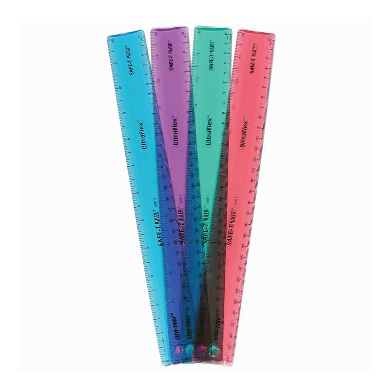Learning Resources SAFE T Plastic UltraFlex Ruler, 12in, Assorted Colors, Pack Of 12 MPN:STP43011BN