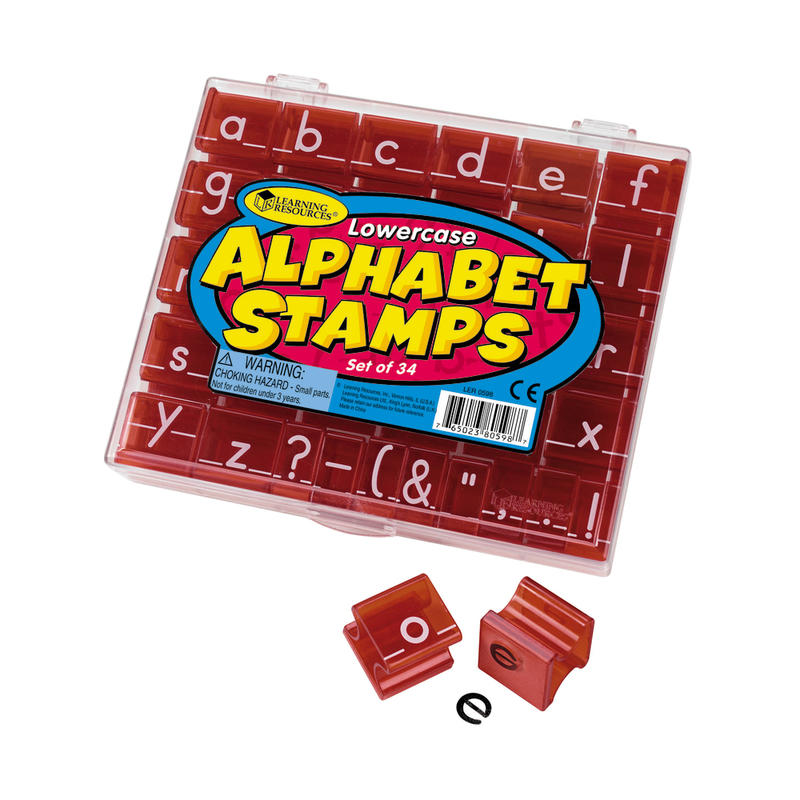 Learning Resources Lowercase Alphabet And Punctuation Stamps, 1in x 1in, 34 Stamps Per Set, Pack Of 2 Sets MPN:LER0598BN