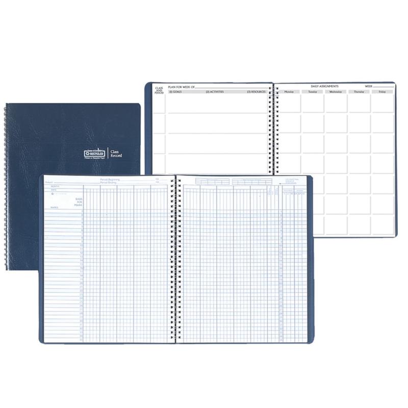 House Of Doolittle Combination Lesson Planner And Class Record Books, 100% Recycled, FSC Certified, Blue, Pack Of 2 MPN:HOD51607BN