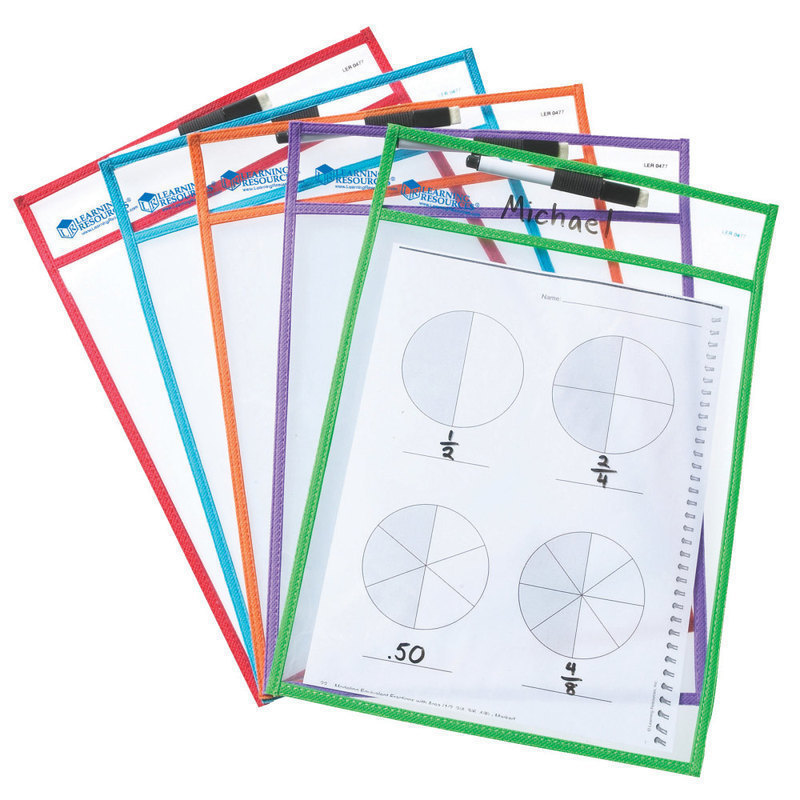Learning Resources Magnetic Whiteboard Storage Pockets, 11in x 8in, Blue, Pack Of 2 MPN:LER0477BN