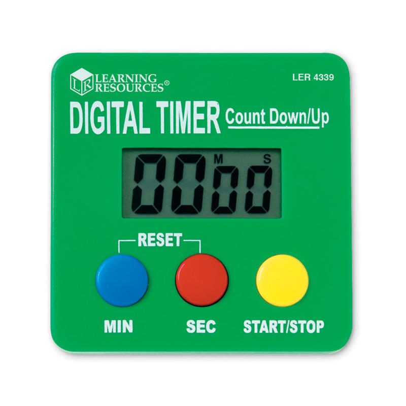 Learning Resources Digital Timer Countdown/Up, 2 3/4in x 2/3/4in, Assorted Colors, Pack Of 2 MPN:LER4339BN