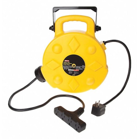 Cord Reel, NEMA 5-15R, 12 AWG, Yellow Reel Color, 50 ft Length, 4 Outlets MPN:SL-8904
