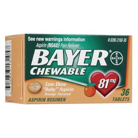 Aspirin, Chewable, 36 x 1, Bottle, 81mg MPN:20-132