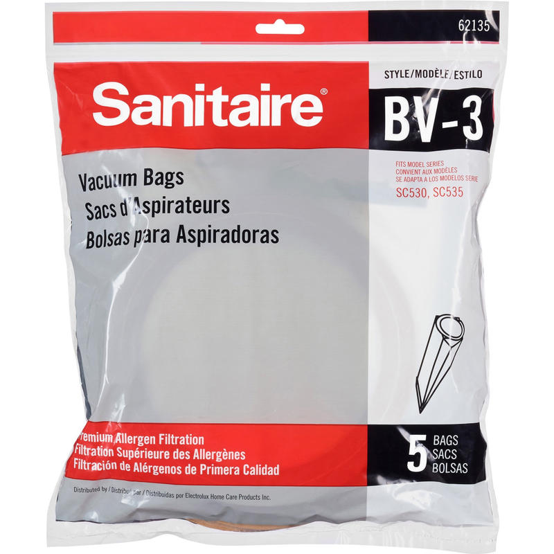 Sanitaire Replacement SC530 Series Vacuum Bags - 5 / Pack - Type BV-3 - Micro Allergen - White MPN:6213510