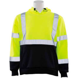 ERB® Aware Wear® W377 Pull Over Hooded Sweatshirt ANSI Class 3 5XL Hi-Viz Lime/Black WEL61554LB5X