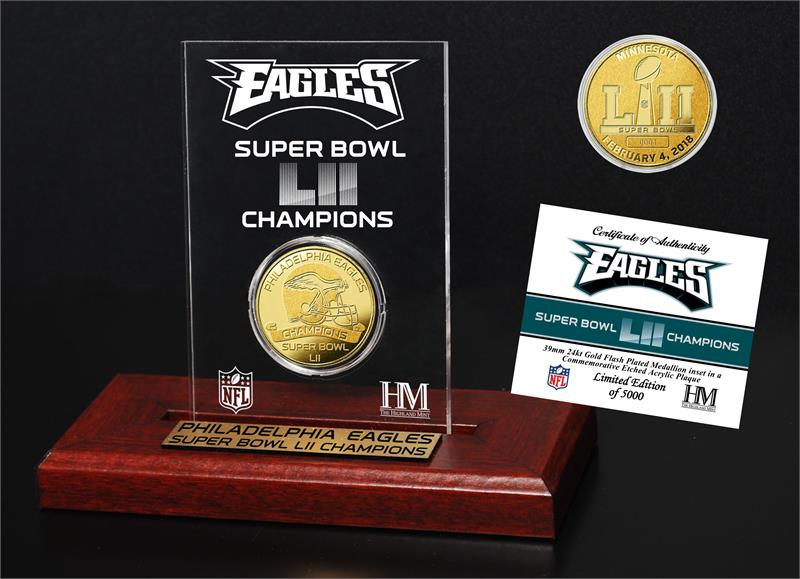 Philadelphia Eagles Super Bowl Champions Gold Coin with Acrylic Display MPN:SB52C3ACRK