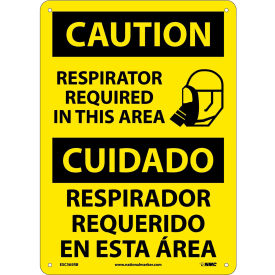 Bilingual Plastic Sign - Caution Respirator Required In This Area ESC365RB