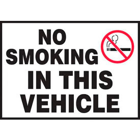 AccuformNMC No Smoking In This Vehicle Sign Adhesive Vinyl 3-1/2