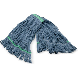 Carlisle® 4-Ply Anti-Microbial Looped End Mop w/ Green Band Medium Blue 369320M14 - Pkg Qty 12