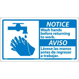 Bilingual Plastic Sign - Notice Wash Hands Before Returning To Work NBA8R