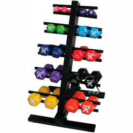 CanDo® Vinyl-Coated Cast Iron Dumbbell Set with Floor Rack 20 Piece Set 10-0579