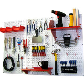 Wall Control Pegboard Standard Tool Storage Kit White/Red 48