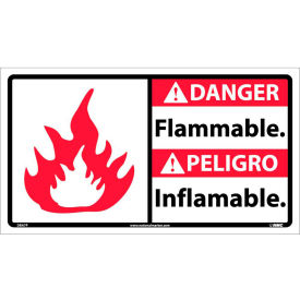 Bilingual Vinyl Sign - Danger Flammable DBA7P