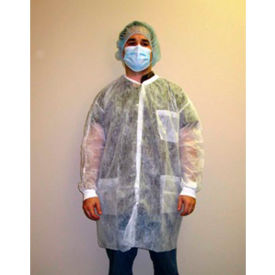 Polypropylene Lab Coat 3 Pockets Knit Wrists Snap Front Knit Collar White 4XL 30/CS LC3-WK-NW-4XL
