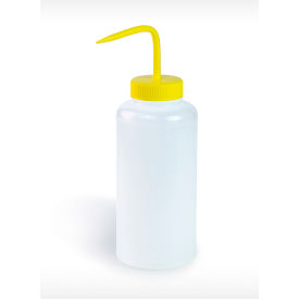 Bel-Art Wide-Mouth 1000ml (32oz) Polyethylene Wash Bottles Ylw Polypropylene Cap 53mm Closure 4Pk 116261000