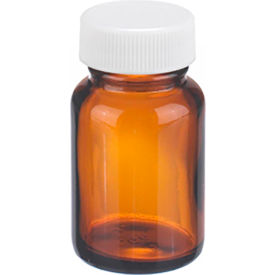 Wheaton® 1 oz Amber Wide Mouth Packer Bottles PP/PTFE Lined Caps Case of 24 W216945