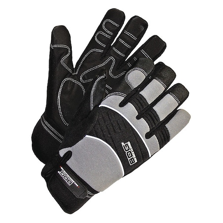 Mechanics Gloves, Black/Gray, Slip-On, M MPN:20-1-10008-M