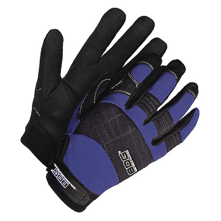 X-Site Mechanics Gloves, Synthetic Leather Palm, Spandex Back, L, Black/Blue MPN:20-1-10603N-L