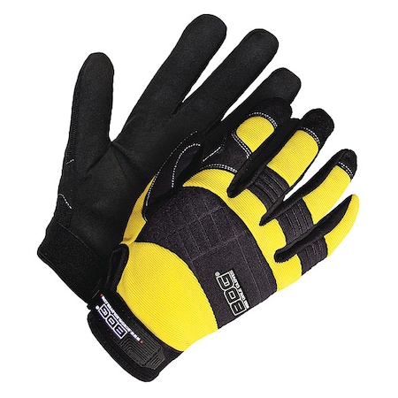 X-Site Mechanics Gloves, Synthetic Leather Palm, Spandex Back, S, Black/Yellow MPN:20-1-10603Y-S