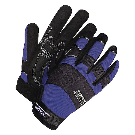 X-Site Mechanics Gloves, Synthetic Leather Palm, L (9), Black/Blue MPN:20-1-10605N-LK