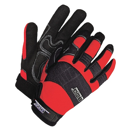 X-Site Mechanics Gloves, Synthetic Leather Palm, Spandex Back, 2XL, Black/Red MPN:20-1-10605R-X2L