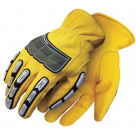 Leather Drivers Gloves, Shirred Slip-On Cuff, Keystone Thumb, Yellow, S, 1 PR MPN:20-1-10695-S