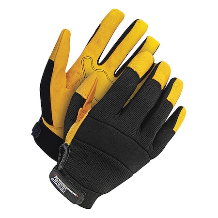 X-Site Mechanics Gloves, Goatskin Palm, Spandex Back, 2XL, Black/Yellow MPN:20-1-1214-X2L