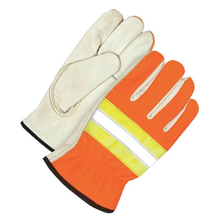 Leather Drivers Gloves, Shirred Slip-On Cuff, Ambidextrous Thumb, Orange, M, 1 PR MPN:20-1-1582-M-K