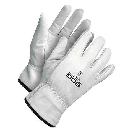 Leather Drivers Gloves, Shirred Slip-On Cuff, Keystone Thumb, Pearl, L, 1 PR MPN:20-1-1610-L