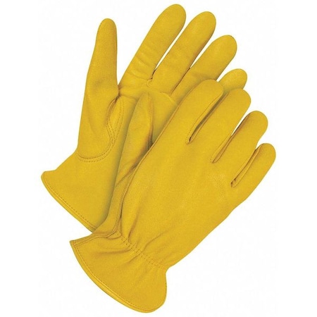 Leather Drivers Gloves, Shirred Slip-On Cuff, Keystone Thumb, Gold, S, 1 PR MPN:20-1-340-S