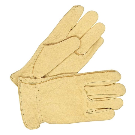 Leather Drivers Gloves, Shirred Slip-On Cuff, Keystone Thumb, Tan, S, 1 PR MPN:20-1-365-S