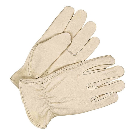 Leather Drivers Gloves, Shirred Slip-On Cuff, Keystone Thumb, Tan, L, 1 PR MPN:20-1-374-L