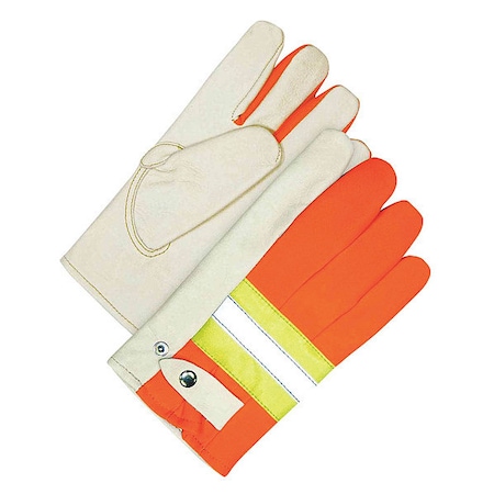 Cowhide Snapback Roper HiViz, Cinch Cuff, Keystone Thumb, Orange/Tan, M, 1 PR MPN:20-1-982-M