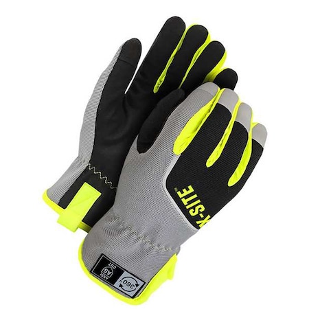X-Site 20-9-10360 Mechanics Gloves, Polyester Palm, Microfiber Back, M, Black/Gray/Yellow MPN:20-9-10360-M
