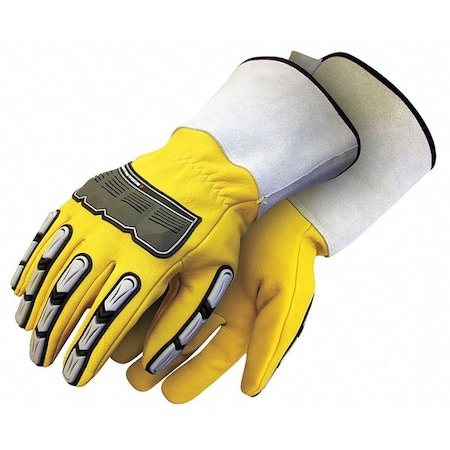 Leather Gloves, Goatskin, Yellow, L MPN:20-9-10696-L