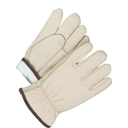 Leather Drivers Gloves, Cowhide Palm, Shirred Slip-On, Beige / Beige, 1 PR MPN:20-9-1581TFL-10