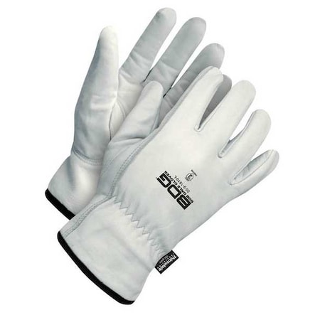 Leather Drivers Gloves, Goatskin Palm, Shirred Slip-On, White / White, 1 PR MPN:20-9-1610-S