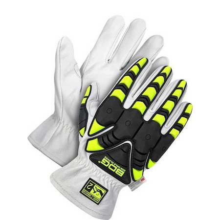 Leather Gloves, Goatskin, White / White, M MPN:20-9-1870-L